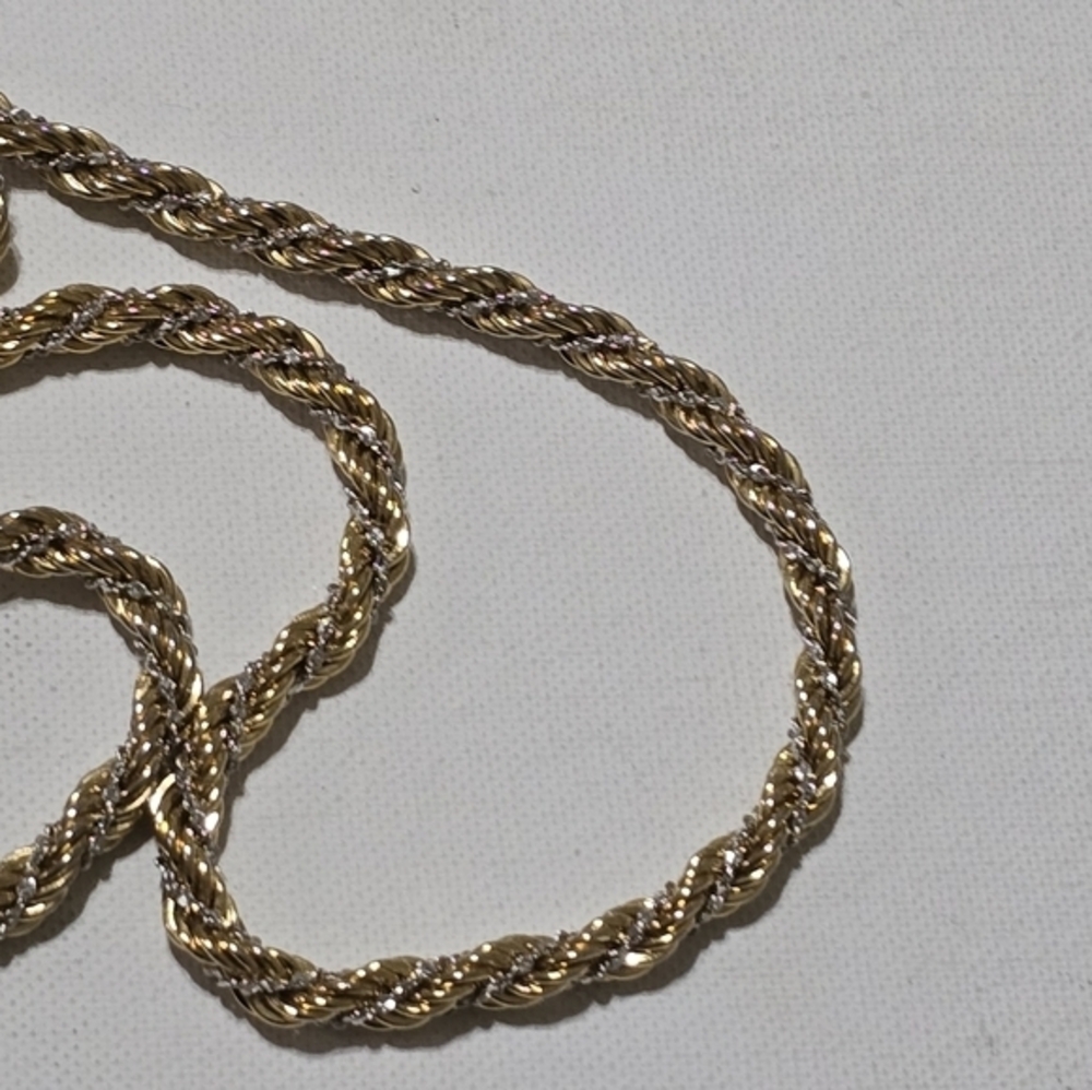 Monet Vintage Gold and Silver Twisted Rope Chain 24" Chunky Necklace - Picture 6 of 11
